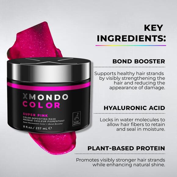 XMONDO Color Super Pink Hair Dye Healing 8 fl oz Vegan Semi-Permanent - Picture 4 of 12